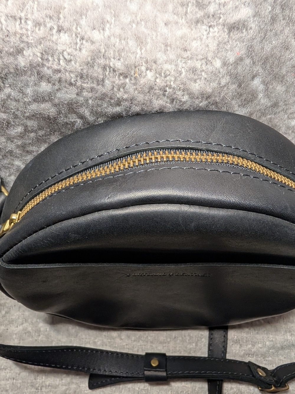 Portland Leather Black Circle Crossbody - Picture 3 of 5